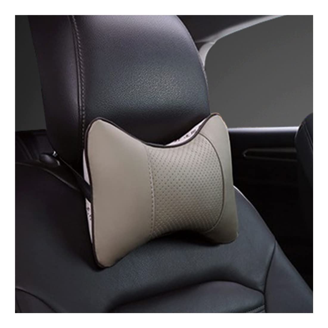 Cuscini Collo per Auto Poggiatesta in Pelle PU su Entrambi i Lati per Sollievo dal Dolore alla Testa Cuscino Cuscino Universale per Auto Comodo in Fibra (Colore : Beige)