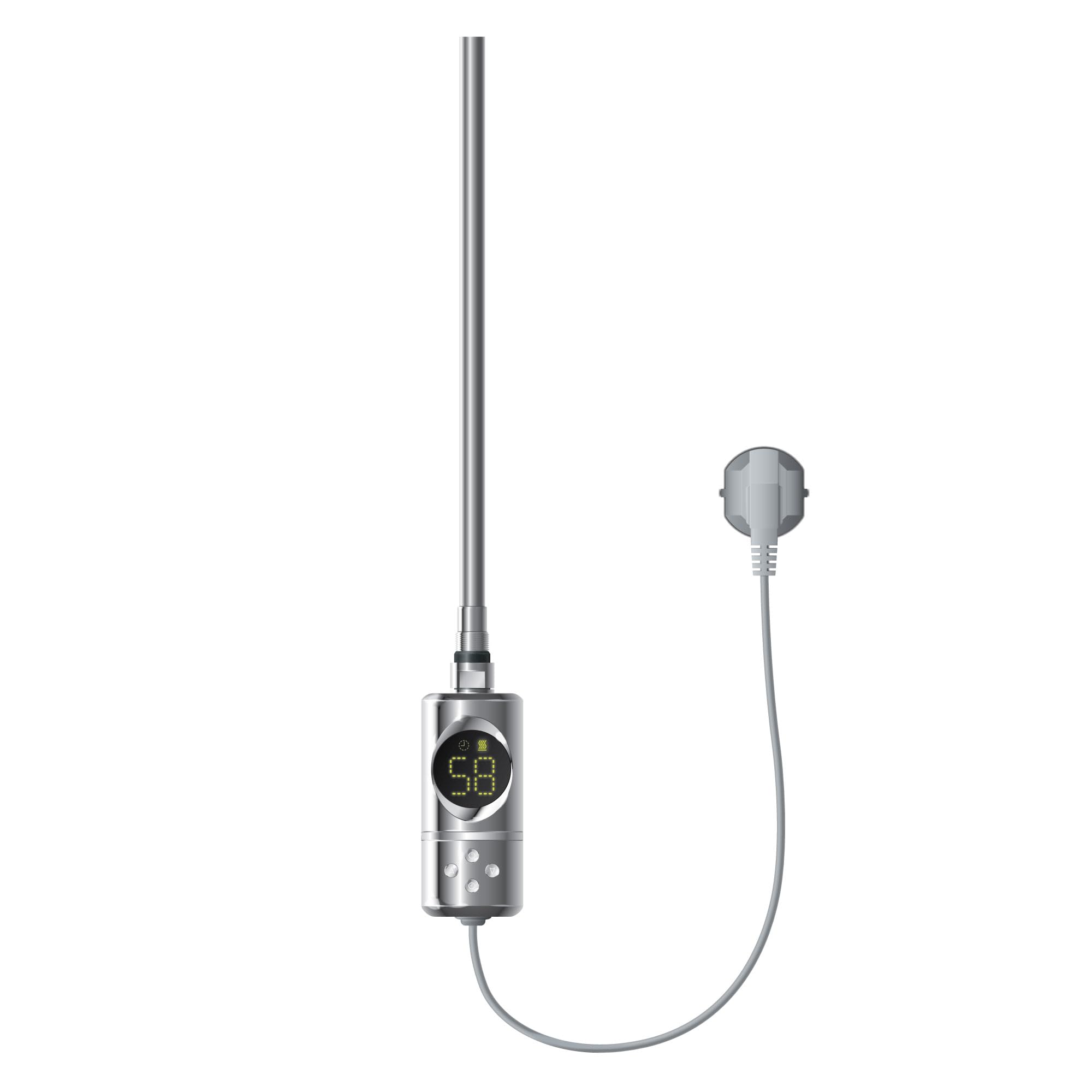 ML-​Design Resistenza Elettrica LED 1200W a Immersione Asta di Riscaldamento per Calorifero Radiatore Termosifone con Termostato Controllo della Temperatura Bagno Design Moderno Cromo