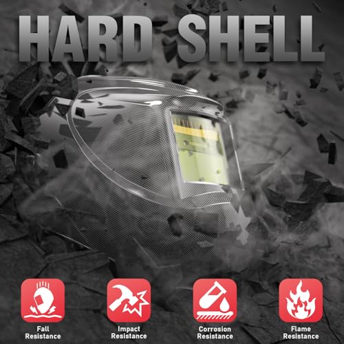 Image of YESWELDER Auto Darkening Welding Helmet, Blue Light Blocking, 1 /1 /1 /1 True Color Solar Powered Welding Hood with 2 Arc Sensors, Wide Shade 3.5 /9-13 Welder Mask for TIG MIG ARC and Grind