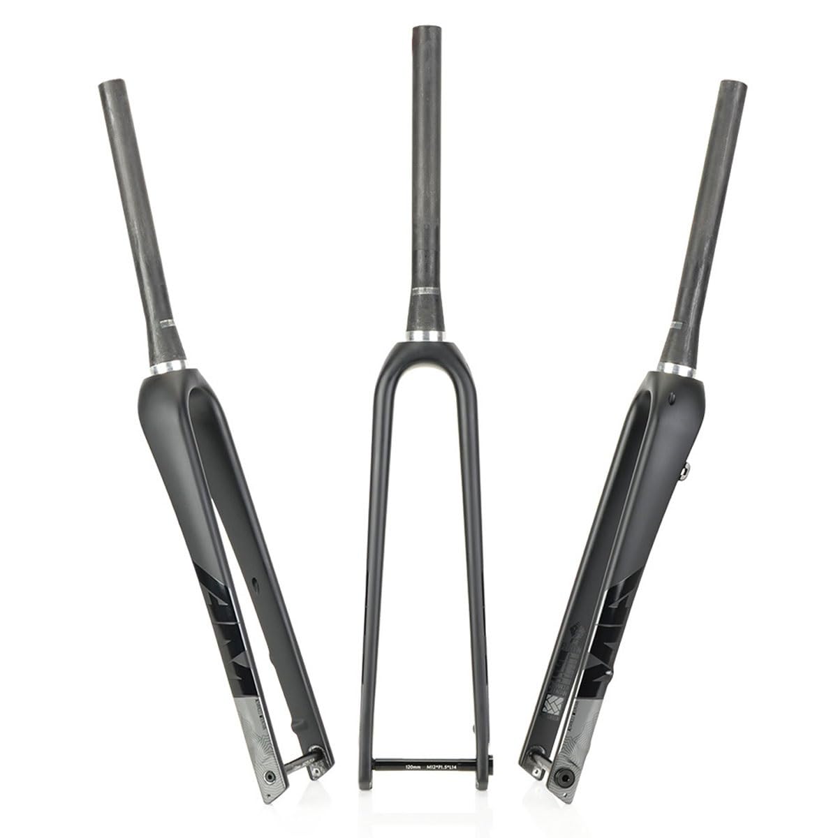 Fourche rigide carbone tube conique 1-1/2" axe traversant 12x100 pour route 700C