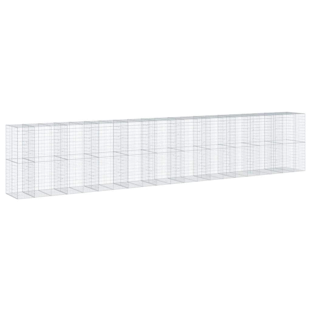 Gavión con tapa, 1050 x 100 x 200 cm, cesta de piedra galvanizada | Cesta de alambre de metal resistente para jardín para colgar en la pared o para exteriores