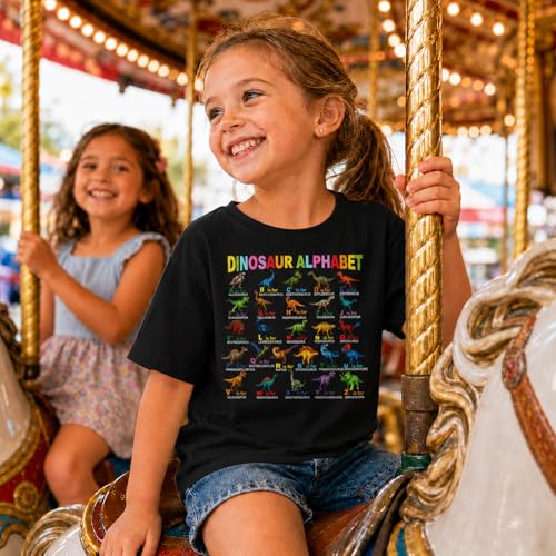 Image of Dinosaur Shirt for Kids Boys Girls Funny Toddler Dino Short Sleeve Graphic Cotton Tee Top 2-7T