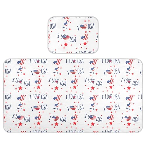 Takiito I Love USA Text Baby Cooling Mattress Pad, Soft & Breathable Cooling Mat Keep Baby Cool in Summer 28x52 in, Nursery Essential