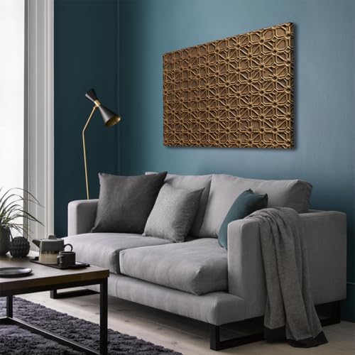 Toile dorée géométrique CHERHERART pour mur vide salon