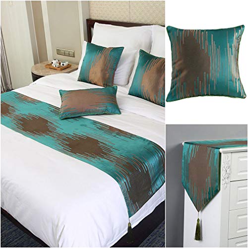 Chemin de lit avec franges COMVIP vert et moderne en tissu polyester - 4