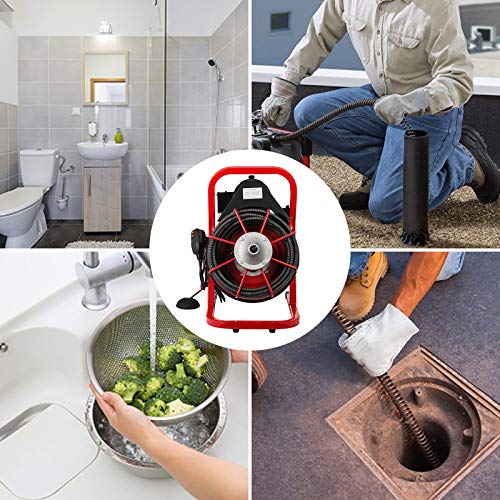 Mophorn 75Ft x 1/2Inch Drain Cleaner Machine fit 1 Inch (25mm) to 4