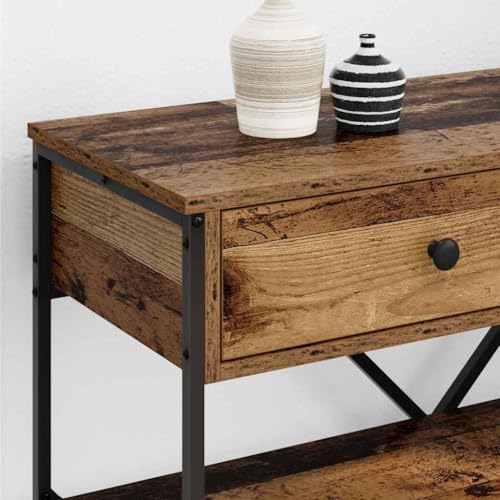 Mesa consola estrecha para ahorro de espacio con cajones de madera 5