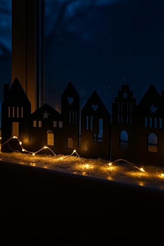 Miniatura 4 de Decoración navideña para mesa o ventana  Silueta decorativa plegable para casa, 23.6 x 6.3 pulgadas  Centro de mesa festivo de pueblo de invierno