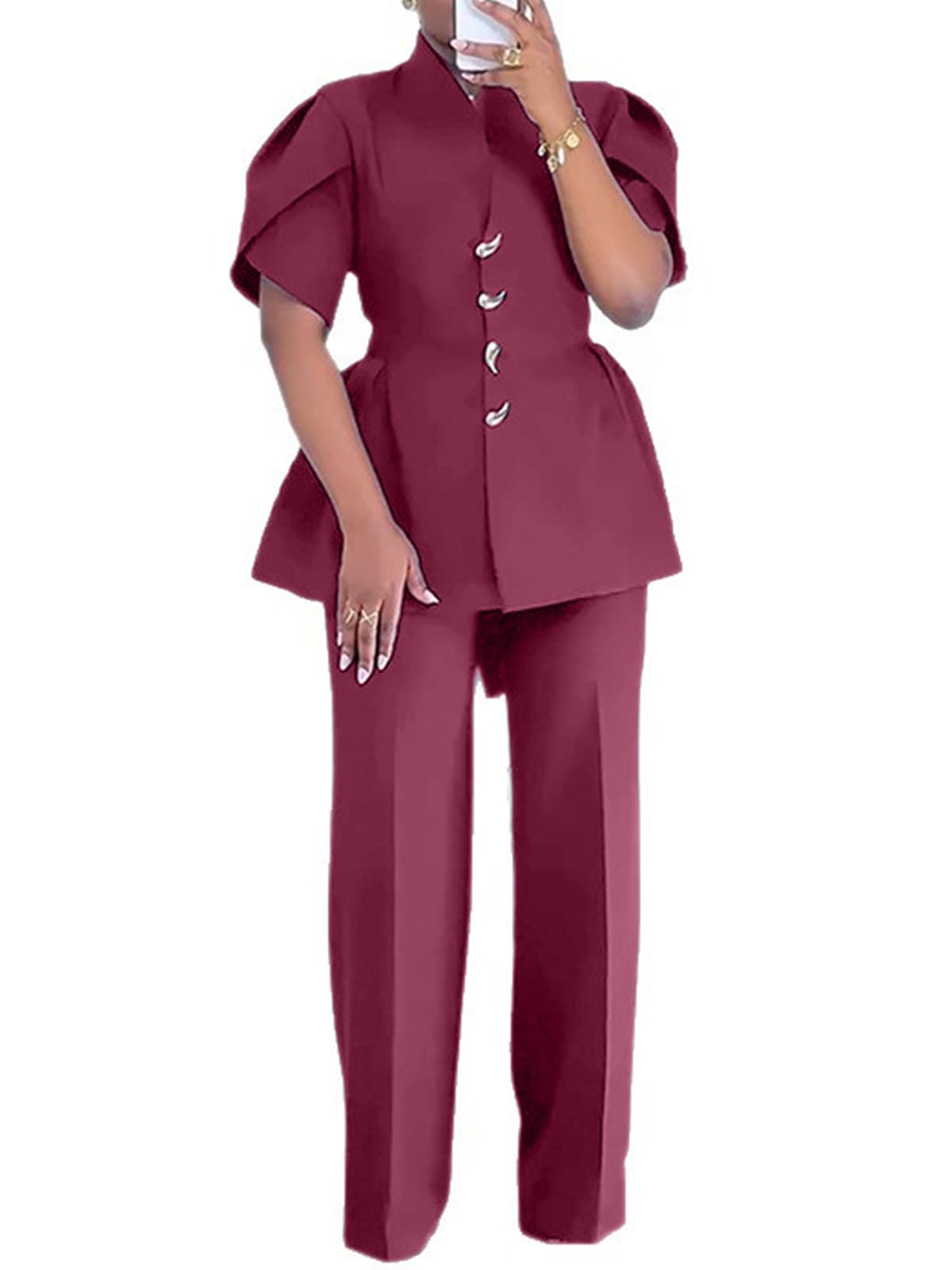 Molisry Womens Business Casual Blazer Single Breasted Work Professional Pants Suit 2 Piece Outfits 2025