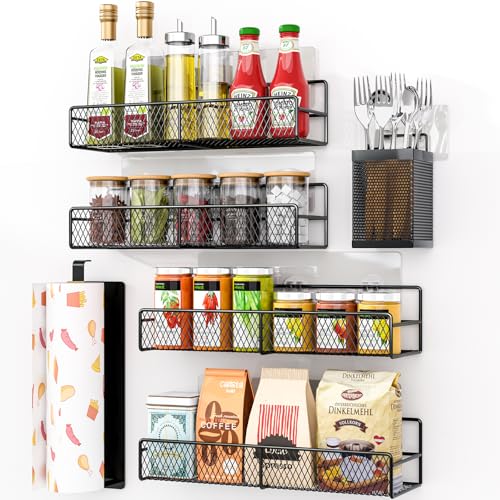 DTUQTX Spice Rack Wall Mounted 6 Pack: 100% Metal &
