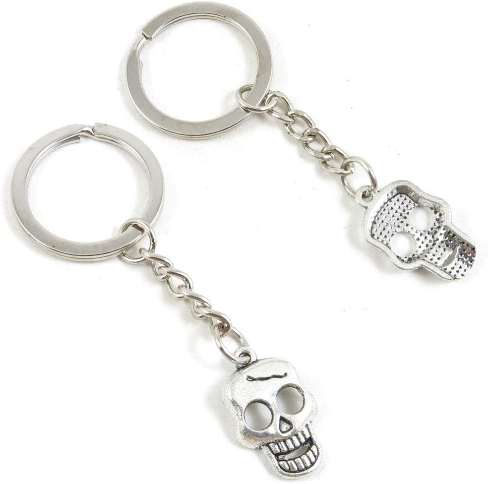 100 Pieces Keyring Keychain Wholesale Suppliers Jewelry Clasps T4OC8Q Skull Head