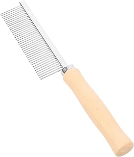 Alasum Wood Handle Single Row Pet Comb Dematting Comb for Cats and Dogs Daily Grooming Tool Portable Hair Removal and Tang...