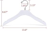 Vista 3 de Percha de madera blanca de calidad para niños, diseño de lujo, gancho giratorio cromado (10, 13 pulgadas)