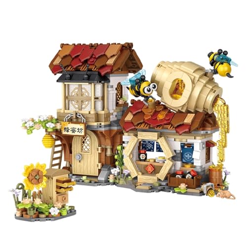 Image of SKY LINE OCEAN Honey Workshop Building Blocks Set (1242+ PCS) | Street View Mini Bricks Farmhouse Architecture Model Kit for Ages 14+ | Creative DIY Display Decor | 5 Year Structural Warranty