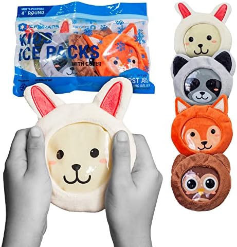 ICEWRAPS Small Ice Packs for Kids Boo Boos | Kids Reusable Ice Packs with Cloth Cover | Baby Ice Pack for Fever Boo Boo