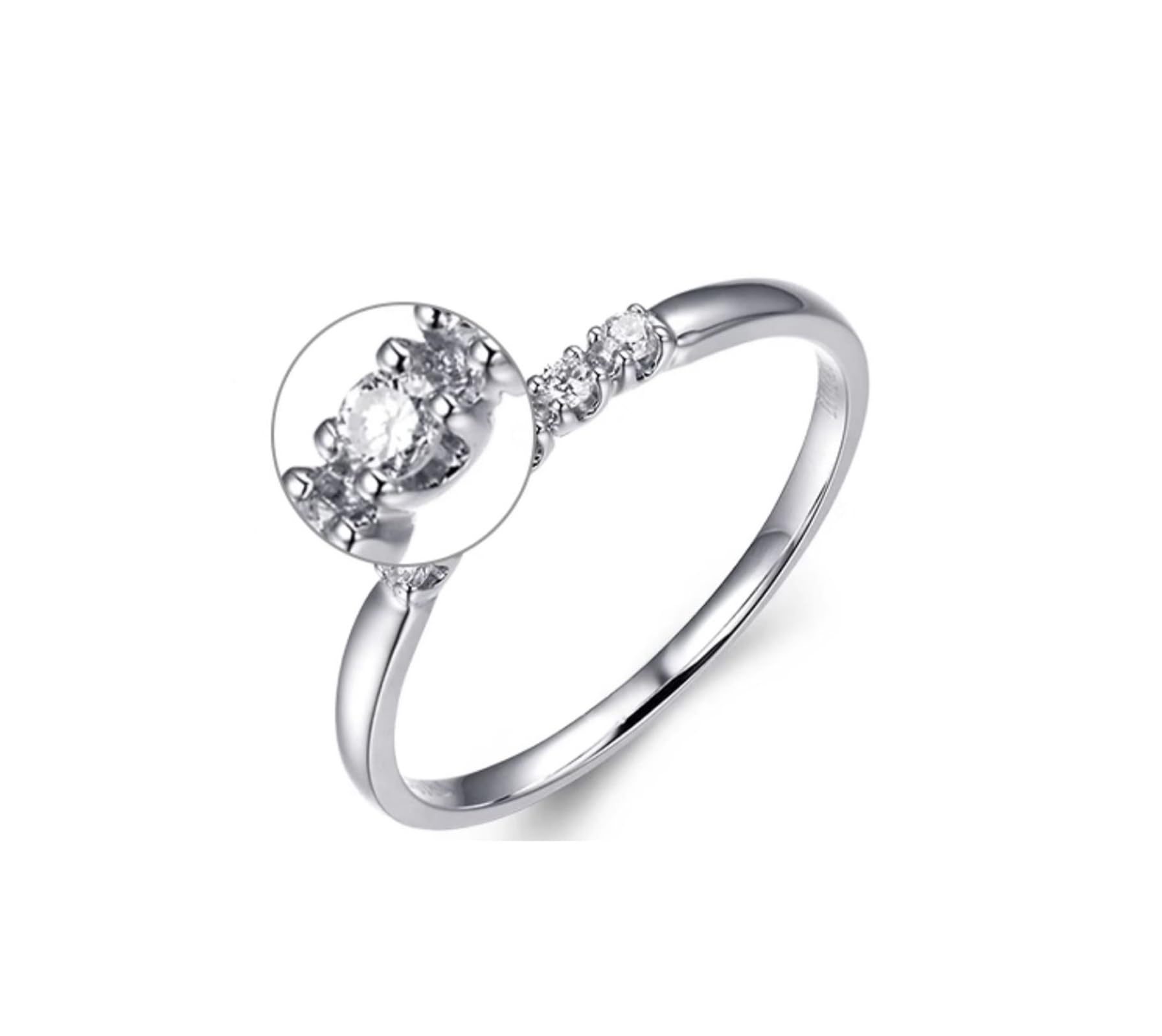 Alianzas de boda de oro blanco, anillos de boda con diamantes de oro real para mujer