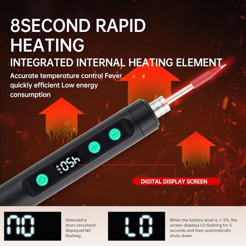 Image of Diymore Cordless Soldering Iron Kit,Soldering Iron 8S Fast Heating 392-842℉,Auto Sleep,3 Precision Soldering Tips Type C interface wireless temperature adjustment Portable Soldering Irons with Stand