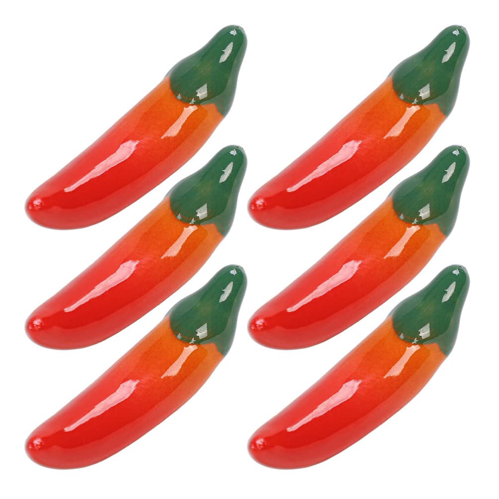 MRKU Chopstick Rest Chopsticks Holders Restaurant 6 Pcs Porcelain Pepper Shape Stand Rack for Spoon Forks Decor Gift