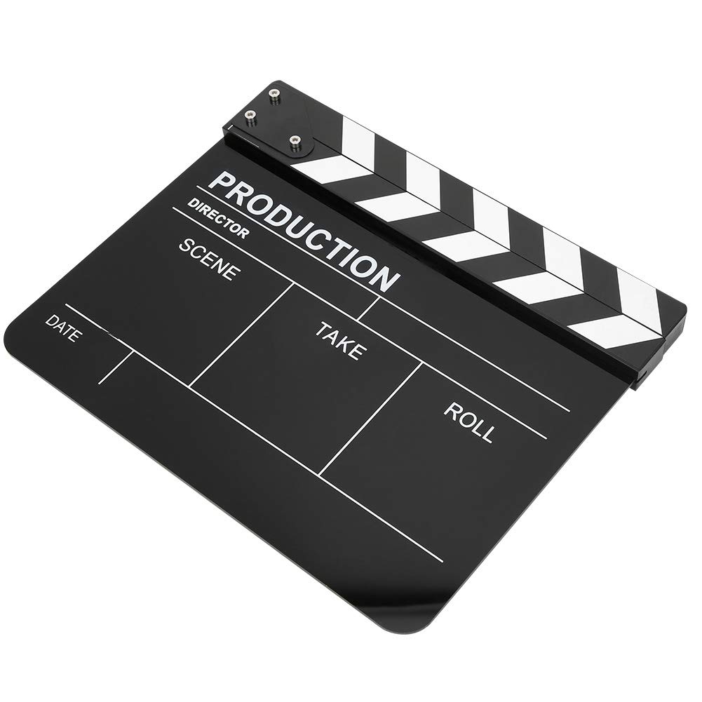 Clapperboard, Movie Clapboard Akrylowy Wbudowany Magnes Clapperboard Dźwięk Czysty I Wyraźny Nadaje Się Do Edycji Produkcji Wideo Film Film Fotografia Aparatem(Biały pasek)