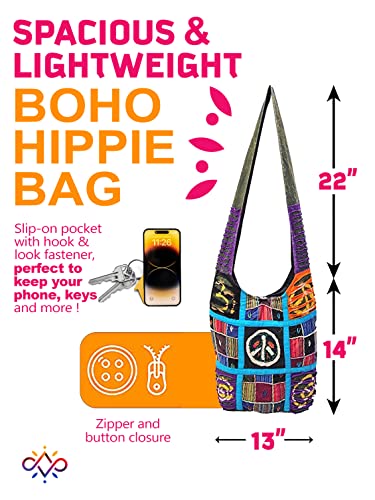 Image of THE COLLECTION ROYAL Hobo Crossbody Bags for Women, Boho Purse, Boho Bag | Hippie Bag, Indie Tote Bag, Cloth Purse for Women