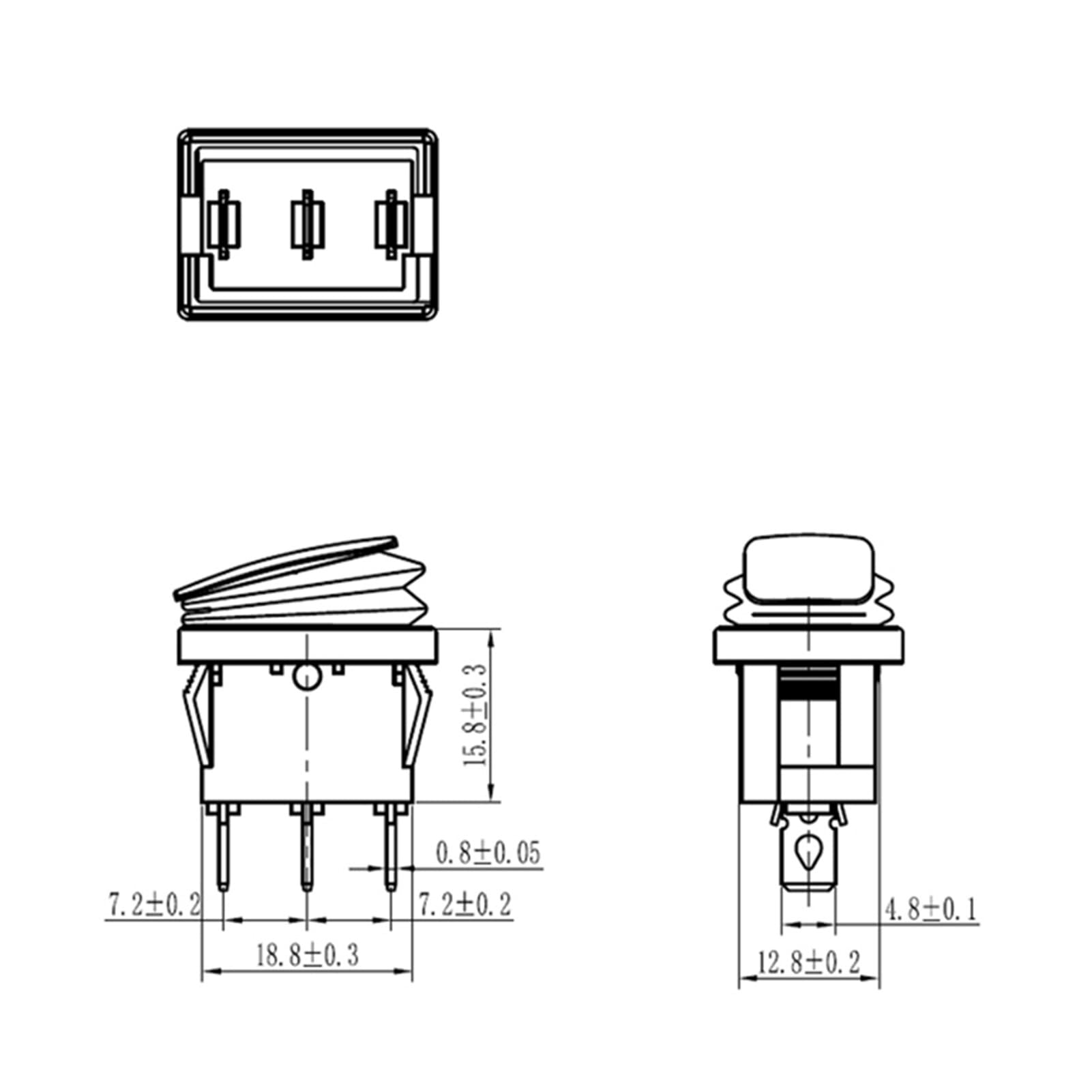 Microinterruptor KCD1 12 V 220 V 30 A impermeable 3 pines interruptor de palanca iluminado cierre 4 pines encendido apagado en emergencia interruptor basculante marino (color: encendido-apagado) inter