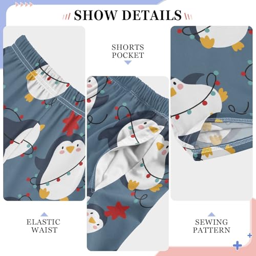 Boys' Pants Penguin Cute Cartoon Christmas Long Bottoms Jogger Pants Elastic Waist Trousers with Pockets S-XL4