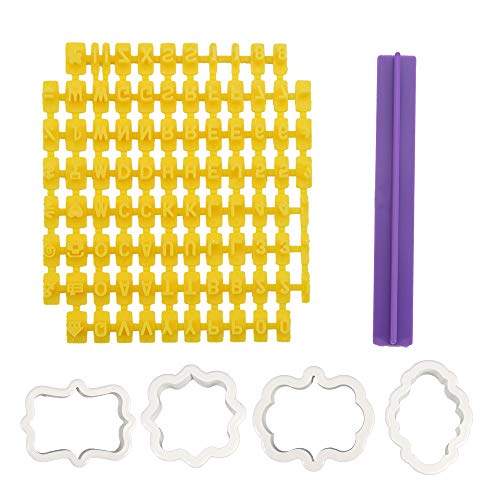 Lot de 94 tampons à biscuits et de 4 emporte-pièces en forme de lettres de l'alphabet et de chiffres