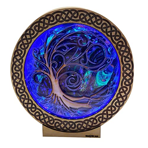 Lampe Arbre De Vie, Cadeau Fête des Mères, Lampe De Bureau Sculpture en Bois Décor Rétro Ornement en Bois, for Décoration De Jardin for La Fête De La Saint-Valentin (Couleur : M1)