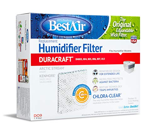 BestAir DO9 Extended Life Humidifier Replacement Paper Wick Humidifier Filter, Duracraft DH803, 804, 805, 806, 807, 815, DA1007 (AC-809) Kenmore 14102, 8.6