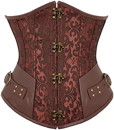 Arplvf Steampunk Corset Underbust Corsets For Women Renaissance Pirate Corset Brown Corset Underbust Retro Bustier S