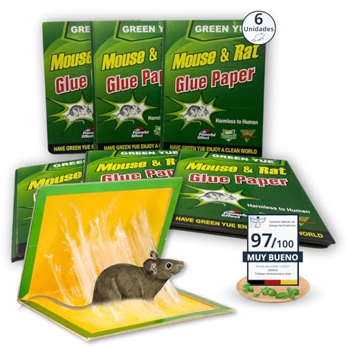 CAVECA 【PACK de 6】Trampas Adhesivas para Ratas y Ratones EXTRA FUERTE, Trampa Ratones de Pegamento Profesional para Ratas, Cucarachas y Arañas, Mata Ratas y Roedores NO Tóxico para Persona y Animales
