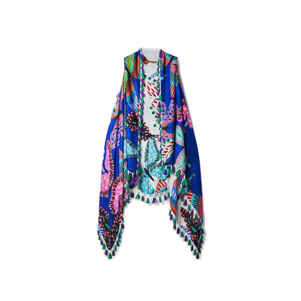 Desigual Femme Fou_butterflies Reversible Foulard tendance, Bleu, Taille unique EU