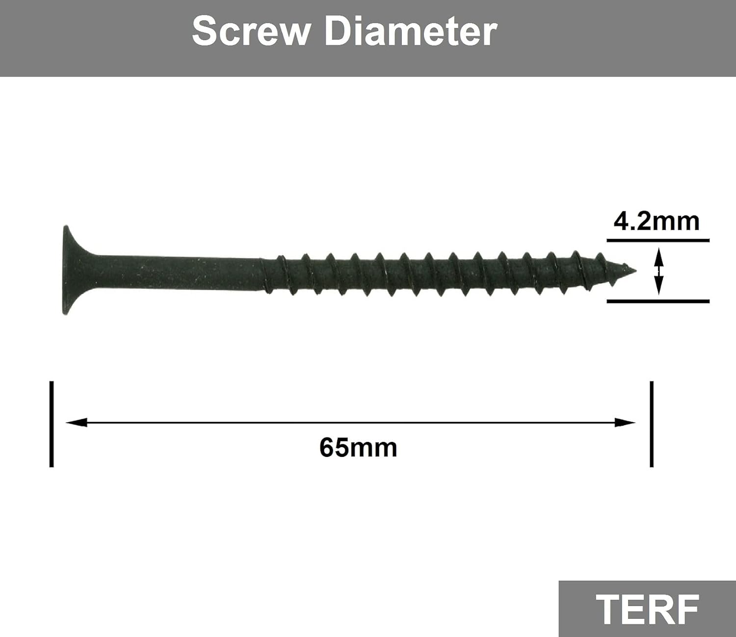 TERF® Drywall Coarse Thread Sharp Point Screws 4.2 X 65mm Phillips Drive Flat Countersunk Black Phosphate Finished For Drywall Plasterboard Wood Timber Multi Purpose Use - Image 4