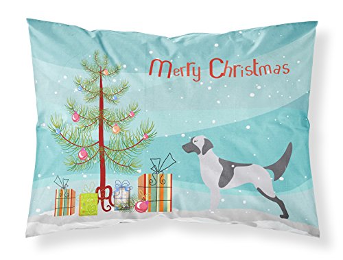 Caroline's Treasures BB2899PILLOWCASE English Setter Merry Christmas Tree Fabric Standard Pillowcase Lightweight Super Soft Easy Care Decorative Artwork Pillowcase, Standard