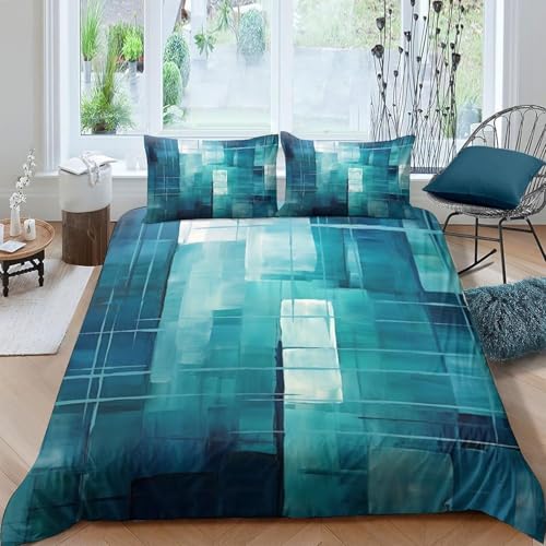 Housse de couette 260x240 style abstrait 3D, parure de lit microfibre douce avec fermeture