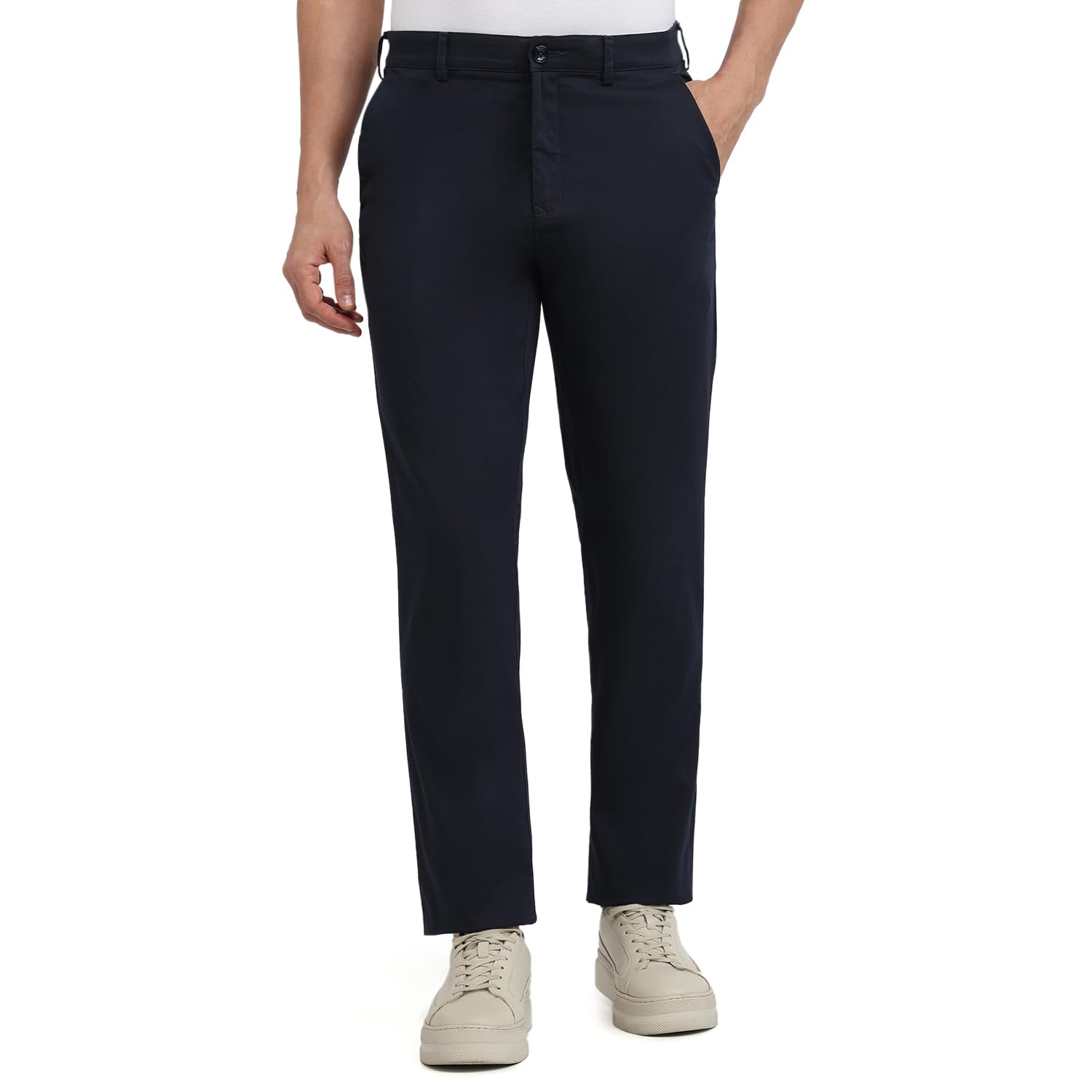 colorplus Men Regular Fit Print Pattern Cotton Spandex Blend Flat Front Casual Trouser Blue-picture-11