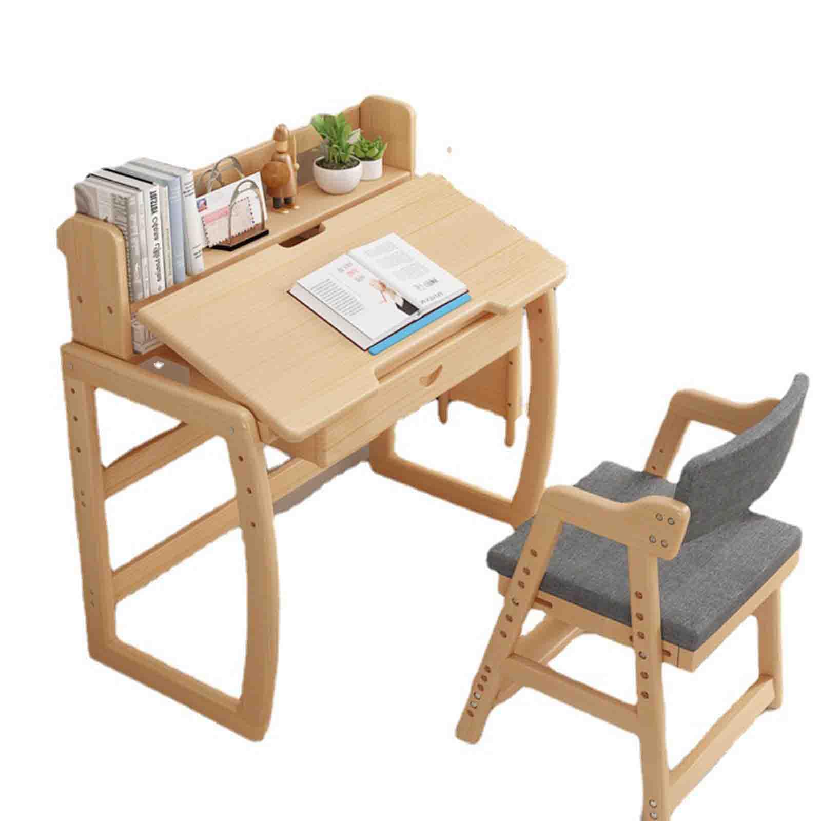 Mufojyez Kinder Schreibtisch & Stuhl Set - Höhenverstellbar Mit Schublade & Bücherregal