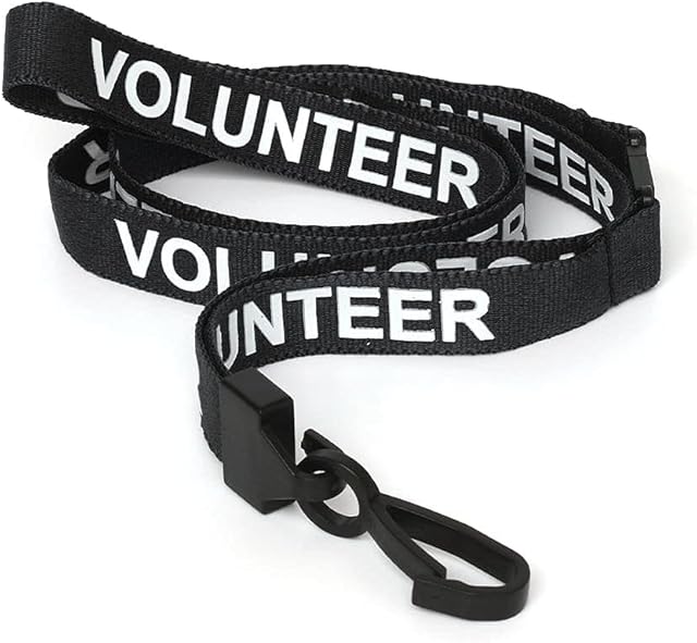 CKB Ltd Volunteer LANYARDS Breakaway Safety Lanyard Neck Strap Swivel Plastic Clip for ID Card Holder - Pull Quick Release Design (Black, Pack of 10)
