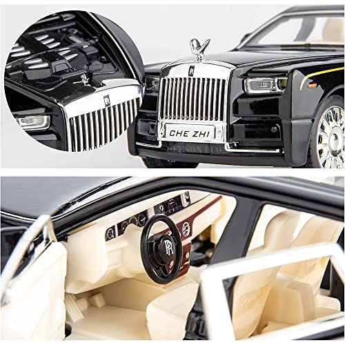 Image of DEUSON ECOM Alloy Metal Pull Back Die-Cast Car 1:32 Rolls Royce Phantom Diecast Metal Pullback Toy Car With Openable Doors & Light, Music Boys Gifts Toys For Kids,Black