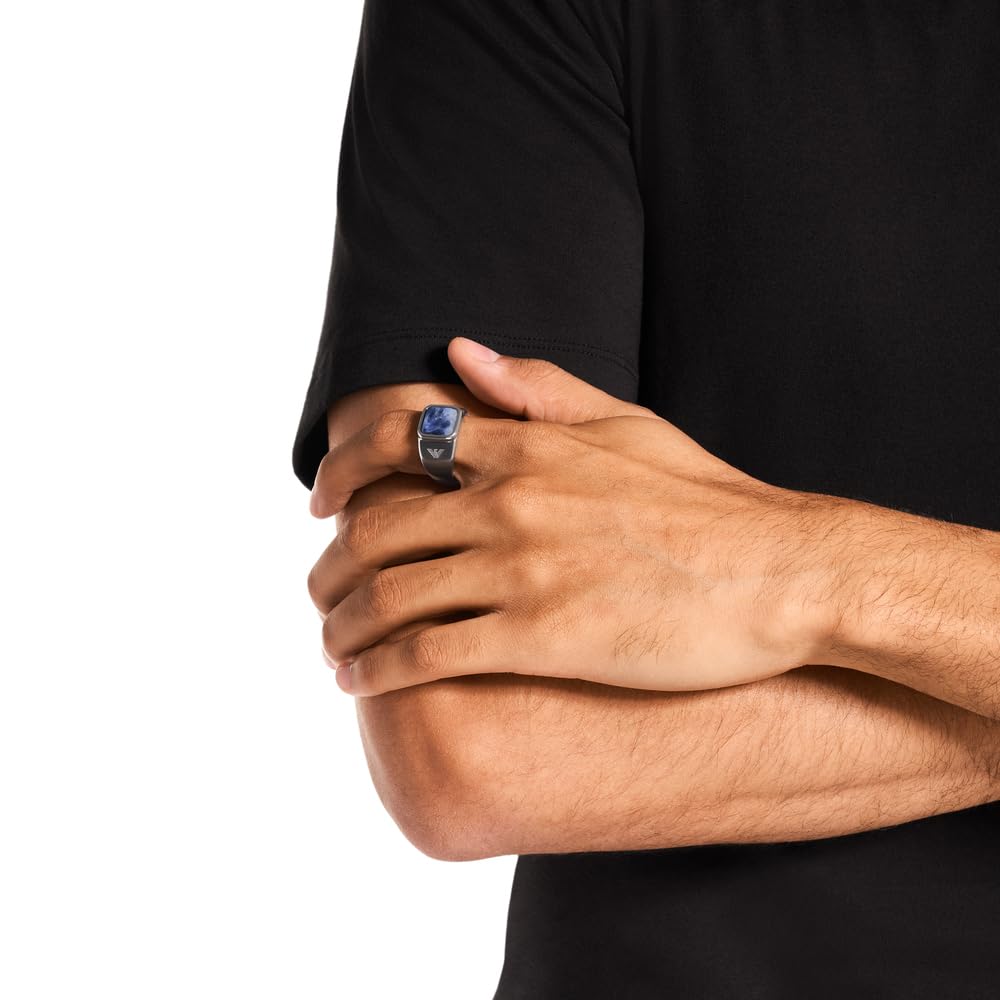 Emporio Armani Uomo Anello in acciaio inossidabile color argento, EGS332504010