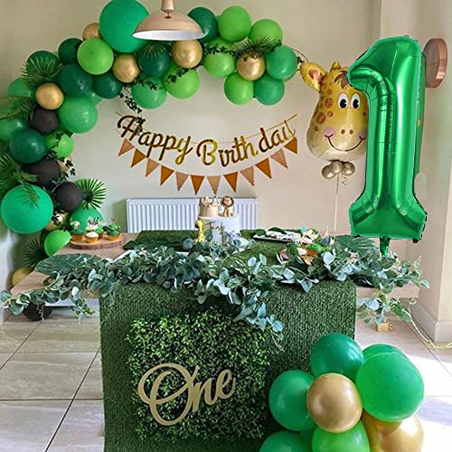 Image of TONIFUL 40 Inch Dark Green Large Numbers Balloon 0-9 Birthday Party Decorations,Foil Mylar Big Number 1 Balloon Digital 1 for Birthday Party,Wedding, Bridal Shower Engagement Photo Shoot, Anniversary