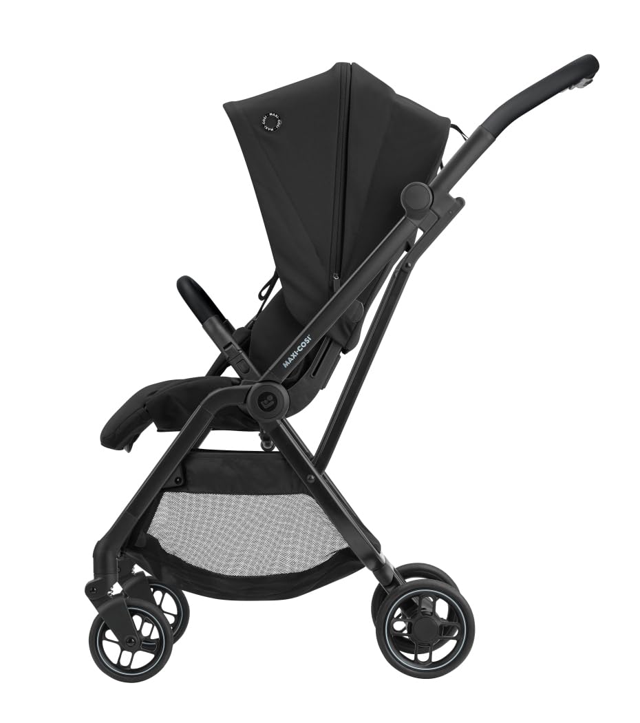 Maxi-Cosi Leona Cochecito ultracompacto, Asiento reversible, Respaldo regulable, desde el nacimiento hasta los 4 años, Essential Black