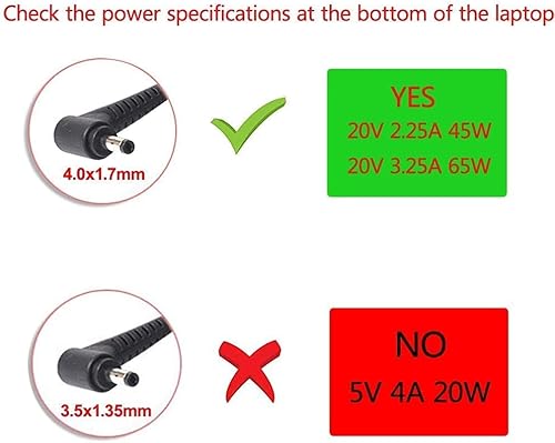Miniatura 3 de Cargador de CA de 65 W para Lenovo Ideapad 3 5 Flex 5 4 6 11 14 15 Flex-14 Flex-15 Flex 5-1470 Lenovo Ideapad 110 110s 310 320 330s 510 520 30s 710