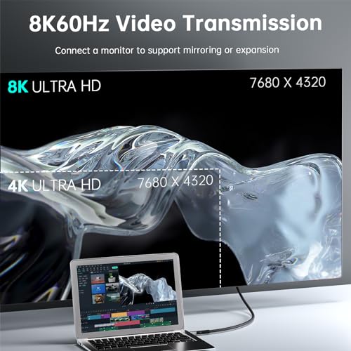 huaham USB 4 Cable 1m/3ft, Supports 8K@60Hz HD Display, 40 Gbps Data Transfer, 240 W USB C to USB C Charging Cable - Image 3