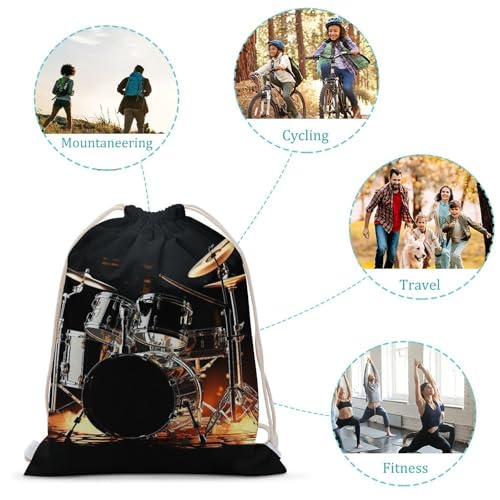 Canvas Drawstring Backpacks Drummer Sports Gym Pull String Bags Lightweight for Men Women3