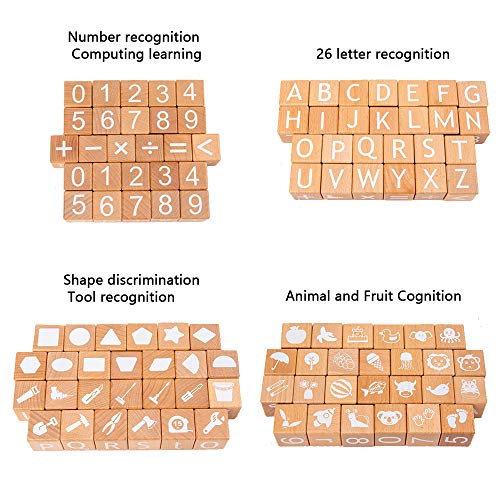 Wooden Cubes,31 PCS Wooden ABC Building Blocks,1.18inch,Engraved Baby Alphabet Letters,Counting & Building Block Set… - Image 3