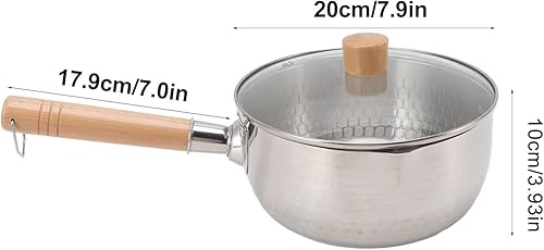 Miniatura 6 de Cacerola japonesa tradicional japonesa antiadherente de 7.9 in de diámetro con tapa, mango de madera, olla de sopa de leche de acero inoxidable