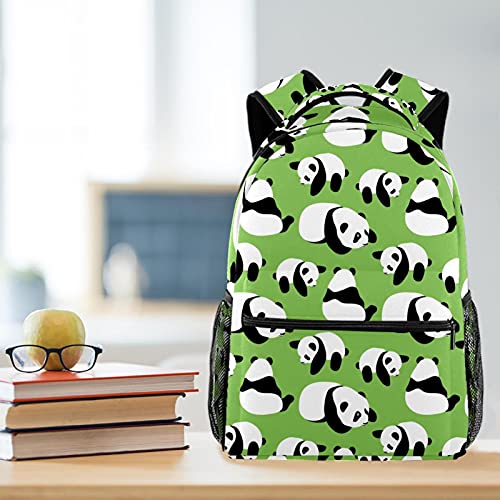 Sac à dos mignon pandas vert grand volume avec compartiment PC - 6