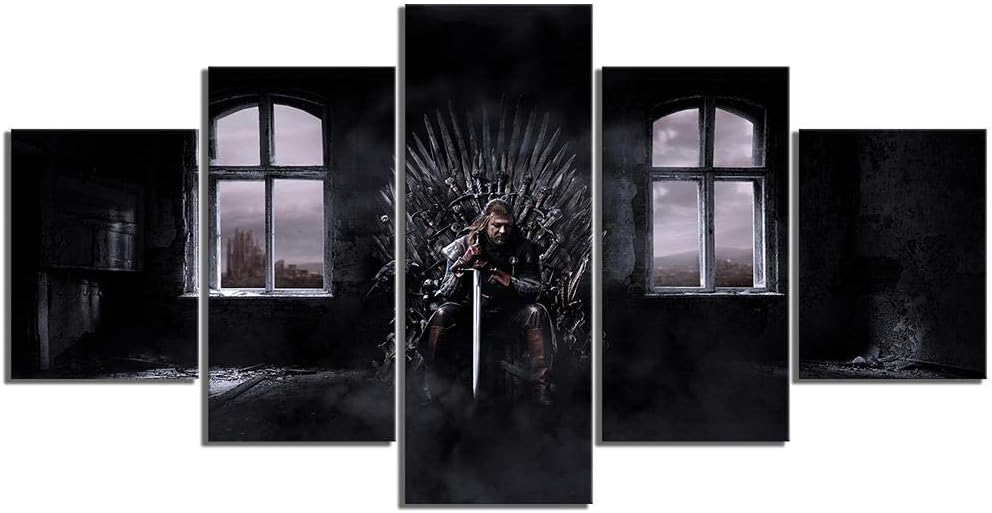 BAOJIAN 5 Canvas Painting 5 Piece TV role Movie Poster Wall Sticker Ned Stark Iron A Song of Ice and Fire Poster Canvas Painting Wall Art Painting on Canvas