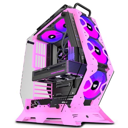 KEDIERS-PC-Case-C570-ATX-Mid-Tower-Tempered-Glass-Gaming-Computer-Open-Frame-Case-with-5-PWM-ARGB-Fans-Pink KEDIERS PC Case C570 ATX Mid Tower Tempered Glass Gaming Computer Open Frame Case with 5 PWM ARGB Fans (Pink) - Image 1